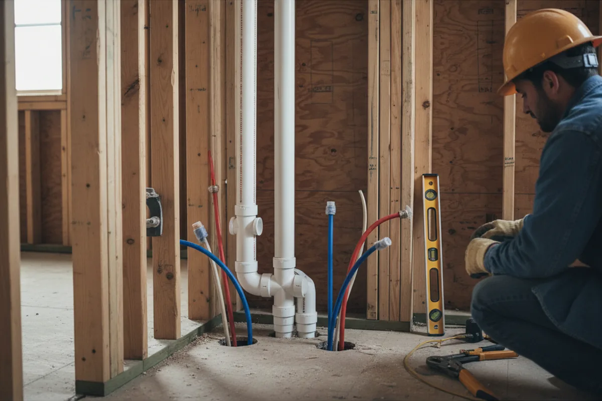 Drain and supply rough-in during Garbage Disposal Repair in Boling