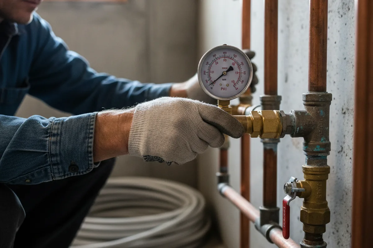 Pressure testing a repaired line during Water Line Repair in Boling